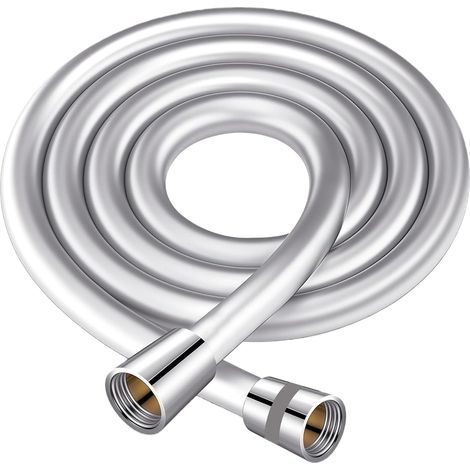 HJYMY 1,2 m Duschschlauch, Duschschlauch mit Verdrehschutz, PVC-Duschschlauch mit Messinganschlüssen, flexibel und knickfest, für Badarmaturen, Silber (1/5)