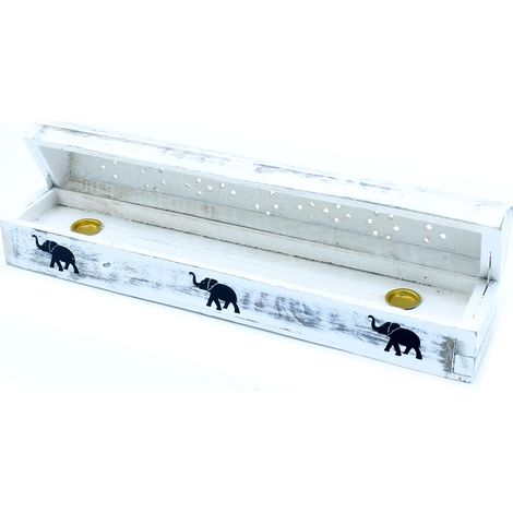 Porte-encens lavé blanc - Boîte à fumée- Vendu par 1