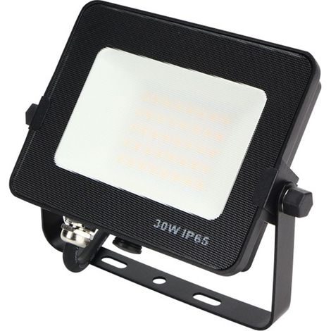 Projecteur LED 30W Noir Étanche IP65 Forte luminosité avec Osram Puce 3300 Lumens Blanc froid 6400K atelier garage jardin terrain de sport - Digilamp (1/5)