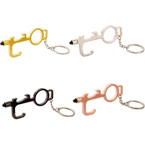 Ouvre-porte sans contact portable 4 pièces avec porte-clés avec bouton en caoutchouc pour ouvre-bouteille multifonctionnel (1/4)