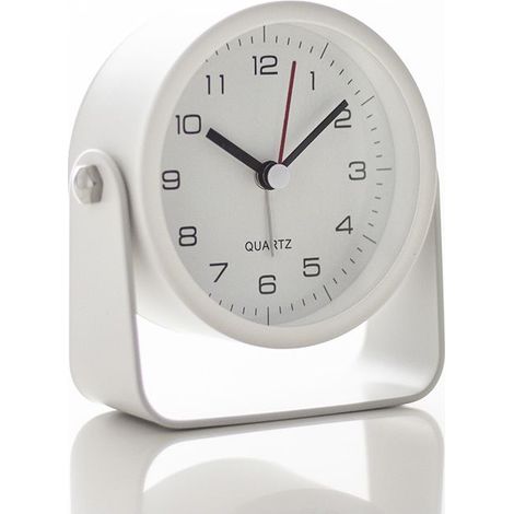 Petit réveil lumineux – Réveil silencieux en métal blanc – Table –