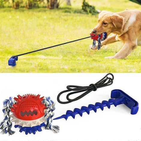 Outdoor Tug Toy War for Dog Molar Bite Quietschendes Seil Ball Spielzeug für die Zahnreinigung Interaktive Tier- und Futterausgabefunktionen Spielze