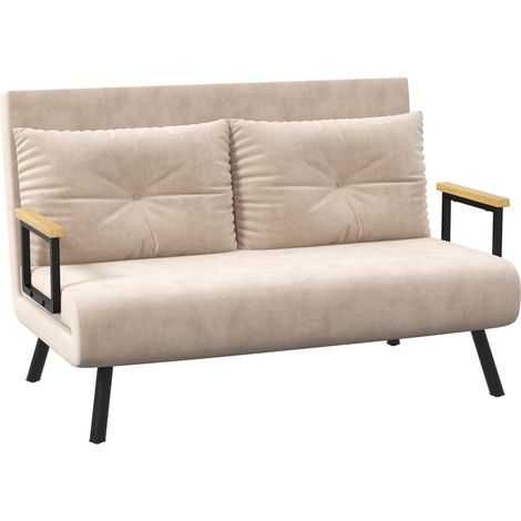 Fauteuil convertible beige avec dossier réglable jusqu'à 180°, 102 x 73 x 81 cm (1/5)