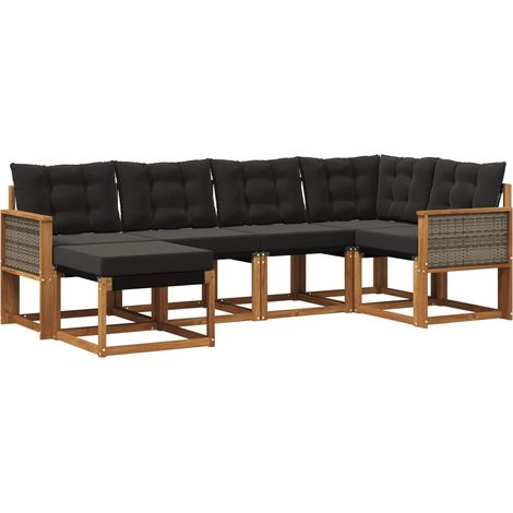vidaXL Outdoor Sofa Set 6 pcs Natural and Black (1/5)