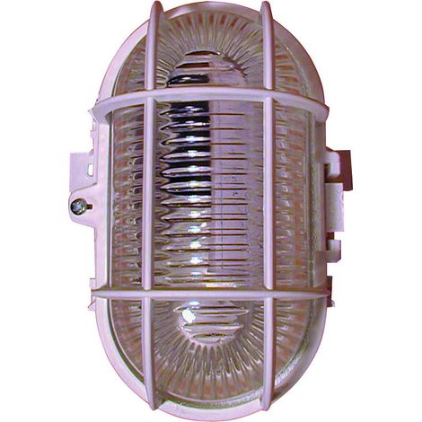 TEC HIT 140000 - Hublot Ovale - 60 Watts - E 27 - 22 x 18 x 8 cm - Blanc + grille
