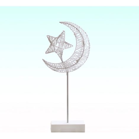 Lampe De Nuit Led - Forme De Lune Et D Étoiles En Rotin - Pour Chambre Ou Décoration Festive - 1 Pièce (1/5)