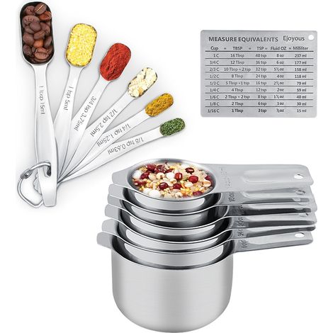 Ejoyous 13-teiliges Messbecher- und Messlöffel-Set aus Edelstahl 304 für die Küche (1/5)