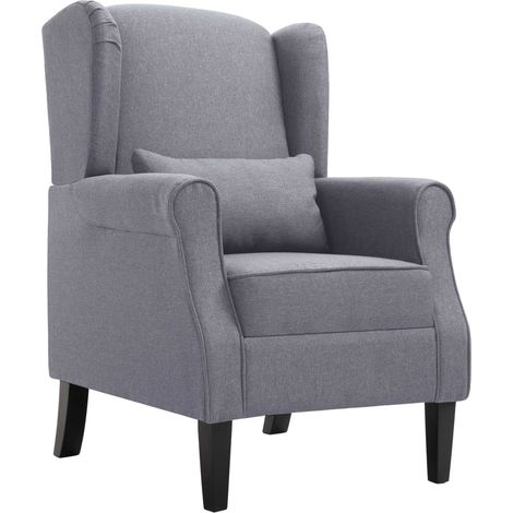 Vidaxl – Fauteuil club en tissu gris foncé – Cadre en bois robuste – Dossier rembourré pour confort – Support bas du dos inclus