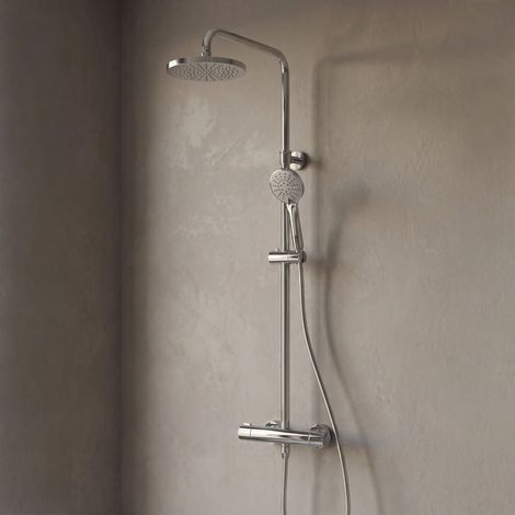 Kronenbach Aufputz-Duschsystem rund mit Thermostat und Kopfbrause Ø 20cm