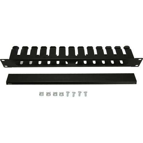 【NX】Gestionnaire de câbles 2U pour montage en rack, 12 emplacements, avec panneau anti-poussière, pour armoire standard 19 pouces pour moniteurs et unités de tour (1/5)