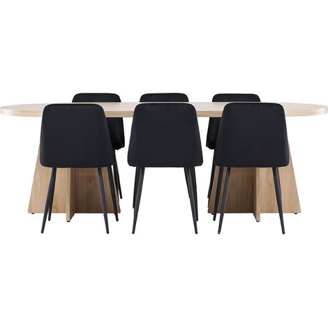 Bootcut Essgruppe Tisch 115x230cm und 6 Velours Stühle natur.