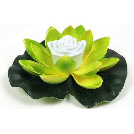 Lumière de Lotus, décoration de Bassin Flottant Solaire Fleur de Lotus LED changeant de Couleur de Fleurs Nuit Lampe de lumière pour Pool Party Garden House--vert (1/2)