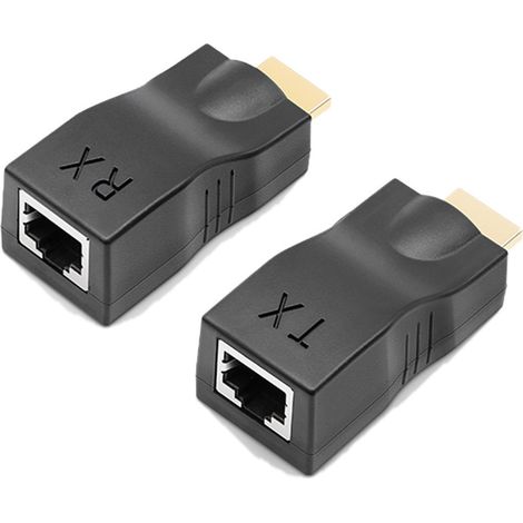 Extendeur Hdmi Vers Rj45 - Conversion Signal 1080p - Transmission 30m Via Cable Réseau - Pour Hdtv Et Décodeur - Lot De 2 (1/5)