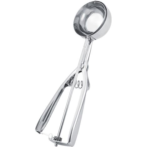 Eisportionierer aus Edelstahl, Kekslöffel, Eisportionierer mit Auslöser (6 cm Durchmesser) (1/5)