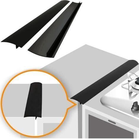 Set mit 2 Silikon-Herddichtungsabdeckungen, hitzebeständig, zum Ausfüllen von Spalten zwischen Herd und Arbeitsplatte, leicht zu reinigen (53 cm, schwarz) (1/5)