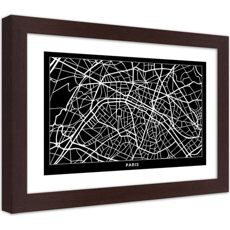 Quadro con cornice, Pianta della città Parigi - 100x70 (1/5)