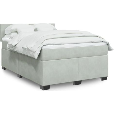 Boxspringbett mit Matratze Hellgrau 160x200 cm Samt