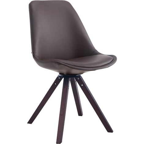 Chaise pivotante en similicuir marron piètement bois foncé rotation 360° style scandinave moderne 100008785