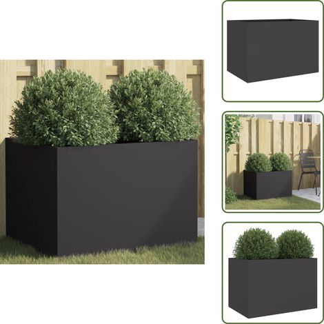 The Living Store Pflanzkübel Schwarz 62x47x46 cm Stahl - Gartenkübel (1/5)