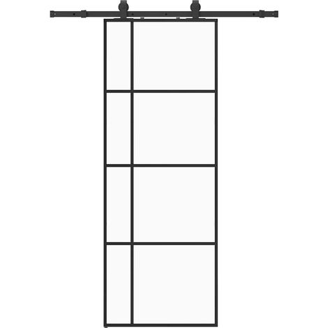 Maison Exclusive - Schiebetür mit Beschlag Schwarz 76x205 cm ESG-