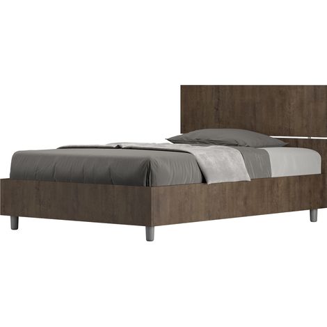 Letto 1 Piazza e Mezzo 120x200 cm Senza Rete Testata Dritta Demas Noce (1/5)