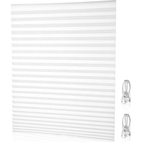 Store Plissé Occultant et Lavable Blanc en Polyester Auto-adhésif Pendant été Vacances pour Chambre et Décoration Maison (1/5)