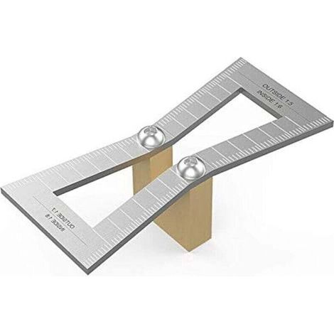 Marqueur de queue d'aronde,Outil de guidage en queue d'aronde de jauge de bois taillee a la main avec echelle,Taille du modele en queue d'aronde 1:5-1:6 et 1:7-1:8 pour menuiserie,argent (1/5)