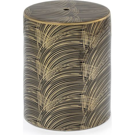 Hocker 33X33X45 Keramik Gold/Schwarz (1/2)
