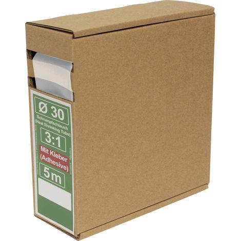 Quadrios 25CA507 Schrumpfschlauch mit Kleber Transparent 30 mm 10 mm Schrumpfrate:3:1 5 m