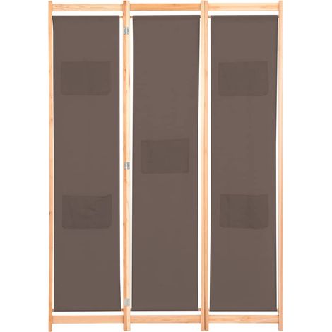 vidaXL Biombo divisor de 3 paneles de tela marrón 120x170x4 cm (1/2)