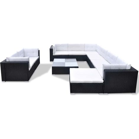Maison Exclusive - 10-tlg. Garten-Lounge-Set mit Auflagen Poly Ra (1/5)