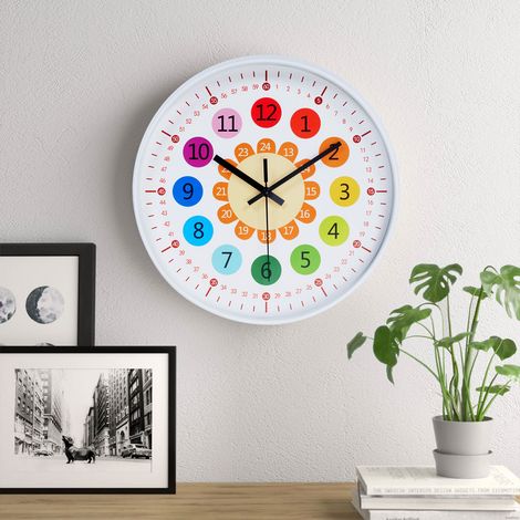 12-inch White Frame Black Hands Battery-operated Quartz Wall Clock 30cm diameter (1/5)