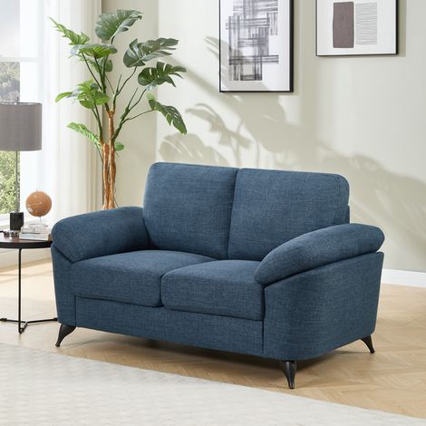 MALMO MODERN SCANDI STYLE FABRIC LIVING ROOM 2 SEATER SOFA BLUE