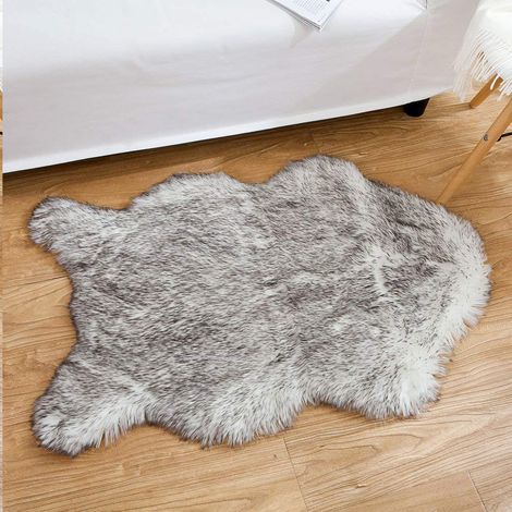 Housses de chaises douces en fausse peau de mouton, coussins, tapis à poils longs de couleur unie, convenant aux canapés et aux sols de chambre à coucher, mesurant 2 pieds x 3 pieds. (1/5)