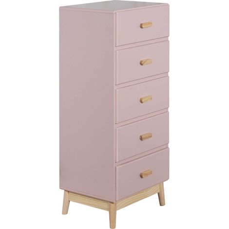 Cómoda Mobili Rebecca Orchidea 115x50x40 MDF Pino Rosa Marrón Escandinavo Para Montar