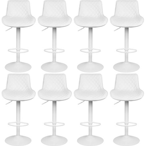 SiFree® Chaise de bar 8cps Chaise haute Hauteur réglable 83-103cm PU Motif diamant (blanc) (1/5)