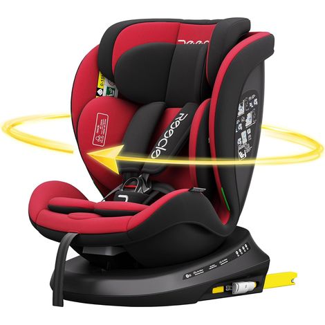 Siège Auto 360 Pivotant ISOFIX 40-150 cm, 0-12 ans, Dos à la route jusqu'à 105 cm, 5 Positions Inclinables, 0-36 kg (Rouge) (1/5)