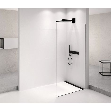 Paroi de douche ARCHITEX NOIR MAT 1262 mm, verre clair