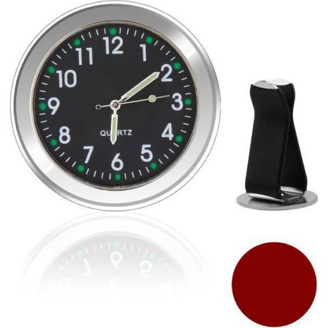 Horloge Voiture - Quartz Luminieux - Montage Clip sur Bouche d'Air - Pour Tableau de Bord Auto - Noir - 1 Pièce (1/5)