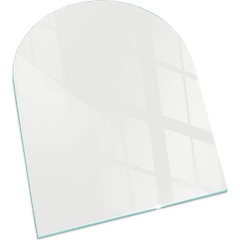 Plaque Rectangulaire pare-feu en verre trempé pour cheminée protection du sol contre la chaleur Couleur Ivoire 80x70 cm