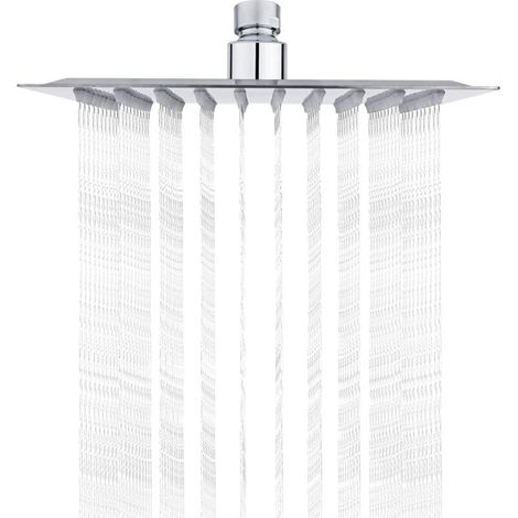 Stainless Steel Shower Head - Water Saving, 20CM Square Shower Head, Universal Rainfall 1/2 Inch Thread, 360° Rotatable, 30° Tiltable, Easy to Install and Clean