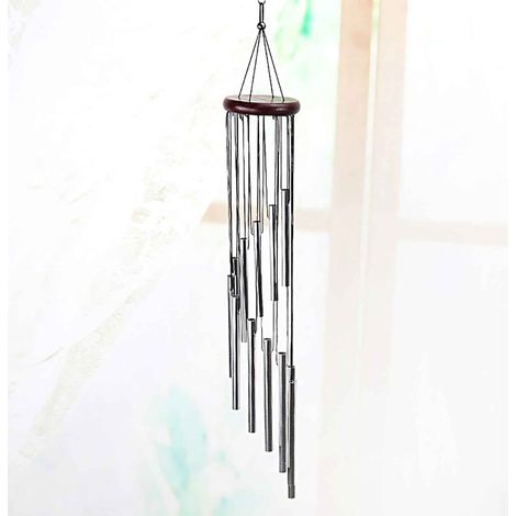 Carillon À Vent - 12 Tubes Métalliques - Pour Balcon Jardin Cour Extérieure - Horloge Murale Décorative - 1 Pièce (1/5)