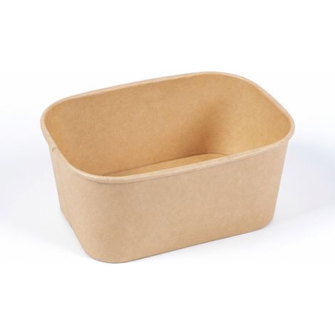 Bol rectangulaire en kraft brun 1000 ml sans couvercle