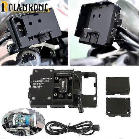 Für BMW R1200GS R1250GS LC R1200 R1250 R 1200 1250 GS ADV LC Adventure Motorradhalterung mit USB-Ladeanschluss (P20250, schwarz, SZRH)