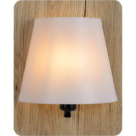 Applique Murale, E14, 15 W, Bois Clair, Opalin, 12,5 x 12,5 x 25 cm (1/5)