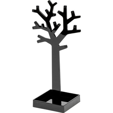 Porte-bijoux en forme d'arbre, noir, dimensions : 9,9 x 9,9 x H.30 cm. Bijoux non inclus. Branches en acrylique. Porte-bijoux/colliers - idéal pour les bagages. (1/4)
