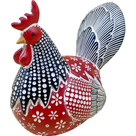 Signes Grimalt Figura De Gallina Figuras  Gallo Animales Rojo 10x18x14cm 33162
