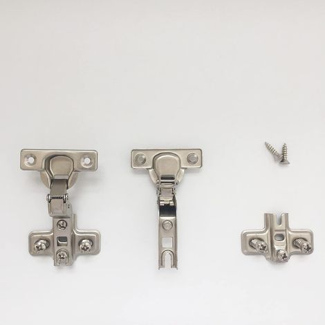 Lot de 8 Charnières Hydrauliques Qihuang 105° Acier Nickelé Fermeture Douce Réglable Recouvrement Total pour Porte Cuisine (1/4)