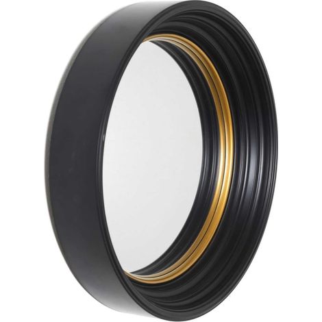 Miroir Convexe Rond 40,5 cm Effet Agrandissant Or et Noir (1/5)