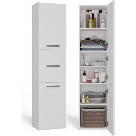 Columna de estantes para mueble de baño moderno en color blanco: optimización del espacio y diseño elegante.